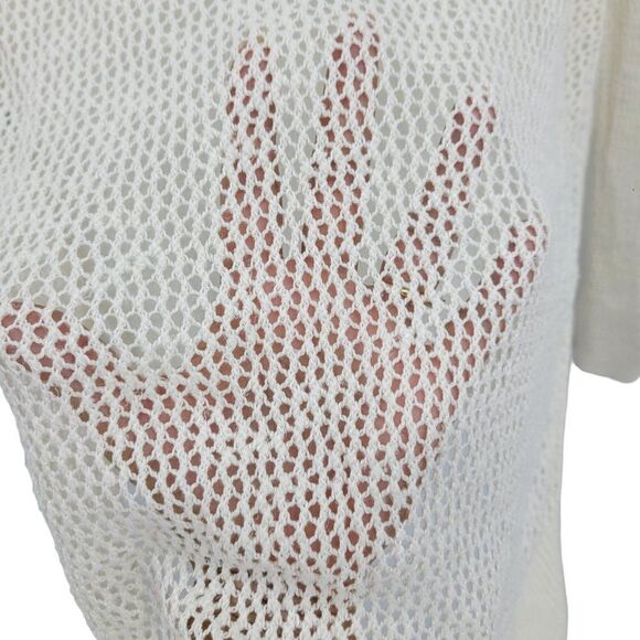 Banana Republic Coverup Top M White Open See Through Knit Side Slit Tunic Beach - Picture 5 of 10